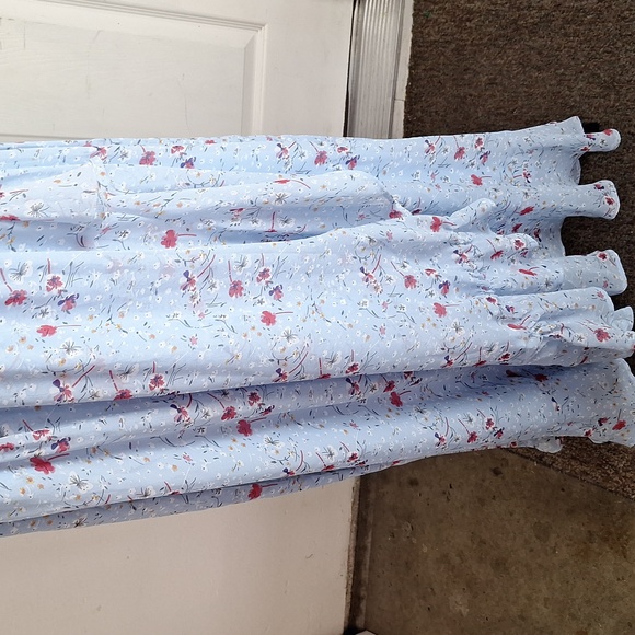 Lulus Afternoon Romance Dusty Blue Floral Print Ruffled Midi Dress Sz XL - Picture 9 of 15